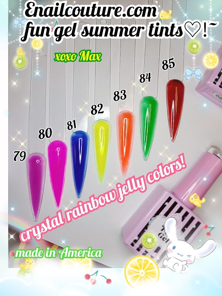 Fun Gel Summer Tints!~(Crystal Rainbow Gel Nail Polish Jelly Candy Gel Nail DIY in Summer Soak Off UV LED )