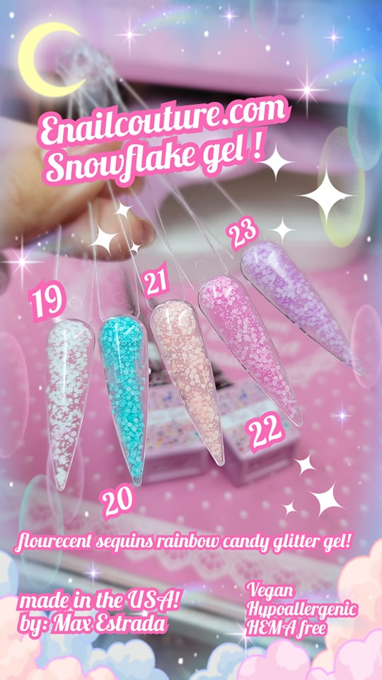 Snowflake gel ! Fun gel (Jelly Gel Nail Polish Set Clear Glitter Pink