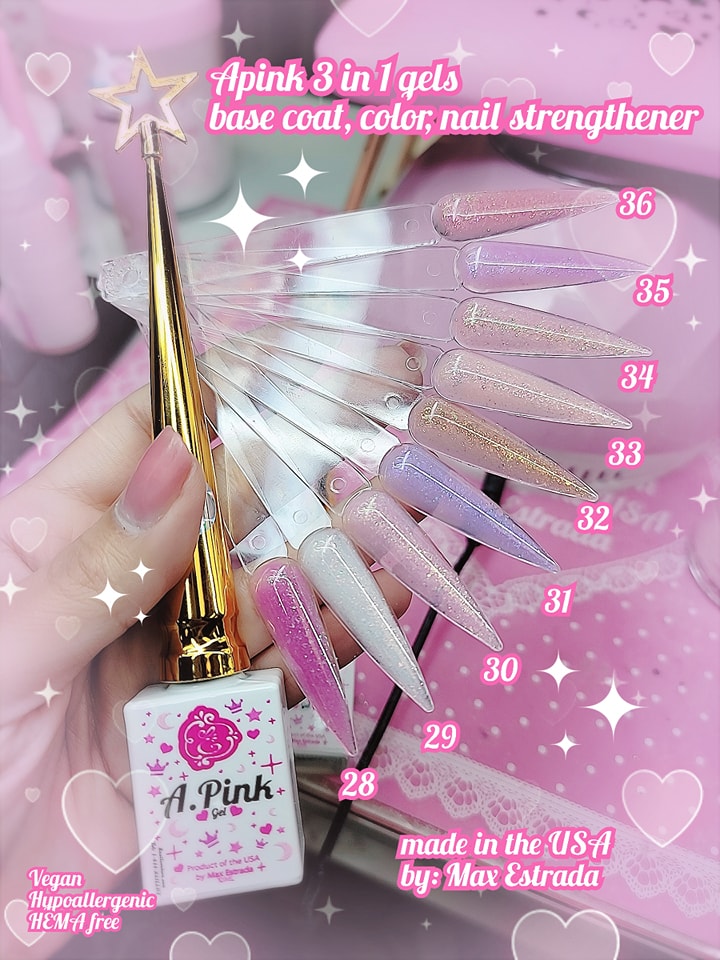 Apink spring collection 2023!- 3in1 Gel (base coat, natural nail strengthener gel. Gel Nail Strengthener Reinforce Nail Strengthening Repair Polish for Treating Weak, Damaged Nails,UV Led Soak Off Gel Lacquer Long Lasting Professional DIY Nail Art)