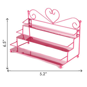 Display Rack (Nail Polish Organizer, Nail Polish Rack, Nail Polish Stand - 3 Tier Metal Heart Design Fingernail Polish Holder/Countertop Organizer Display Pink)