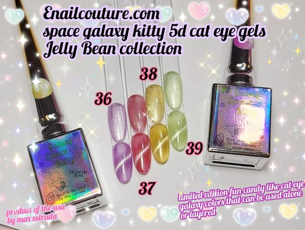 Jelly Beans space galaxy kitty gels!~ (jellybean NEW 5d cat eye color gels)(Magnetic Gel Polish Auroras Snowlight Cat Eye Gel Shining Glitter Soak Off UV Gel Polish )