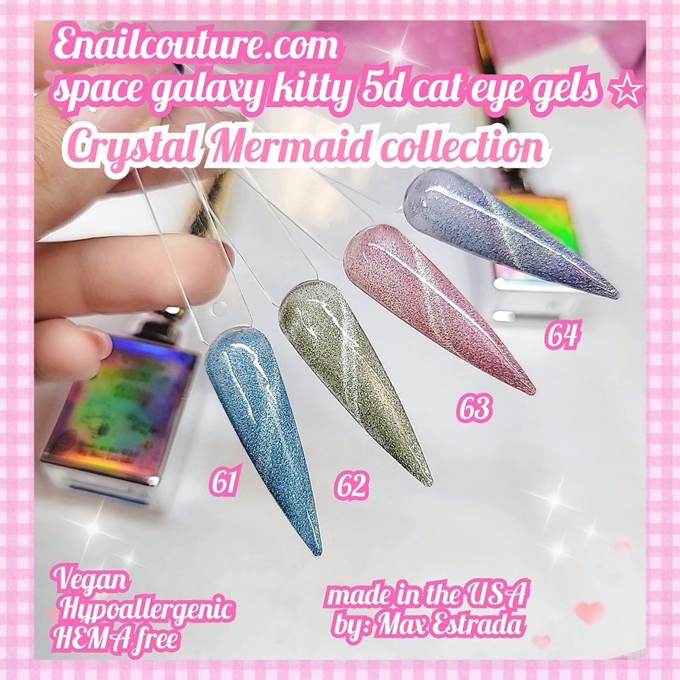 Crystal Mermaid  space galaxy kitty gels!~ (jellybean NEW 5d cat eye color gels)(Magnetic Gel Polish Auroras Snowlight Cat Eye Gel Shining Glitter Soak Off UV Gel Polish )