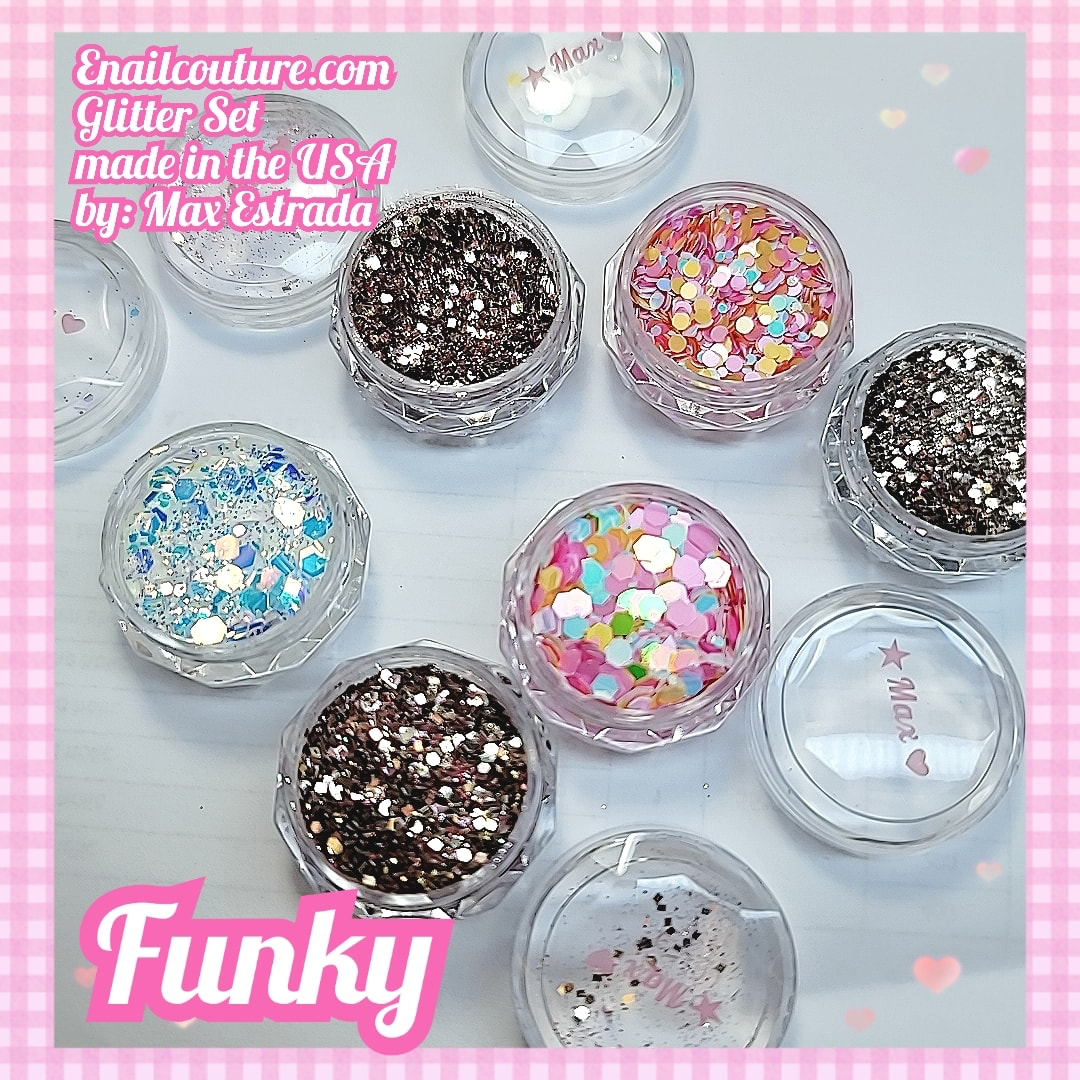 Funky Glitter Set (Set of 6 Holographic Nail Glitter Mermaid Powder Flakes Shiny Charms Hexagon Nail Art Pigment Dust Decoration Manicure)