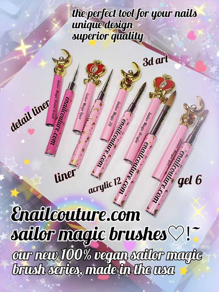 Sailor magic Brush series !~ (Nail Extension Gel Brush Acrylic Nail Brush Set 3D UV Gel Nail Art Brush Pen Set moon )