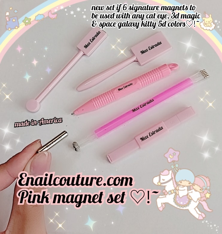 Pink magnet set! (6Pcs Nail Magnet Tool Set With Double Head Flower De | enailcouture