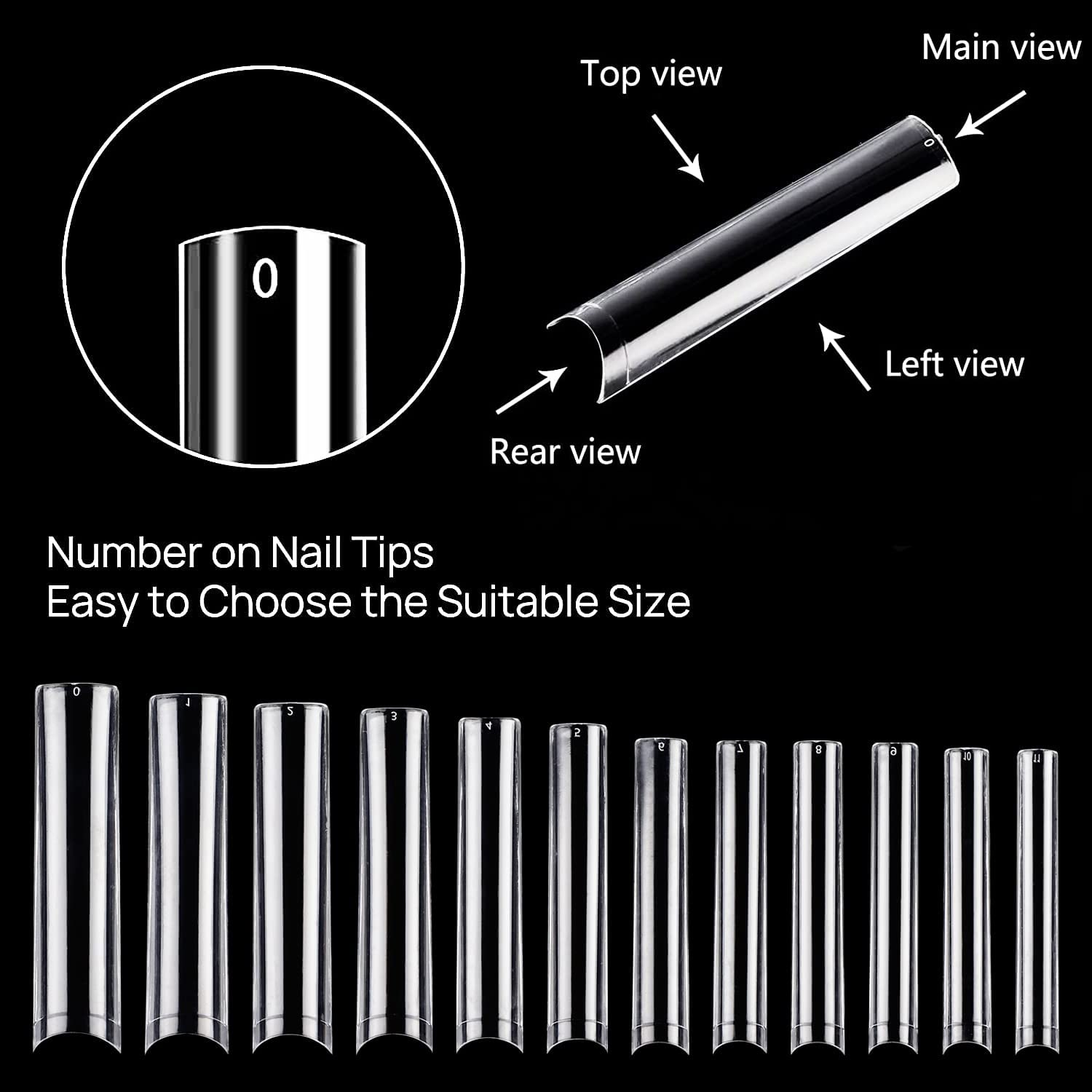 SUPER Long Square Tips/ flat C curve (Long No C Curve Straight Square Nail Tips - Flattened XXXL None Curve Fake Nail Tips Half Cover Flat Square Nails Tips Clear )