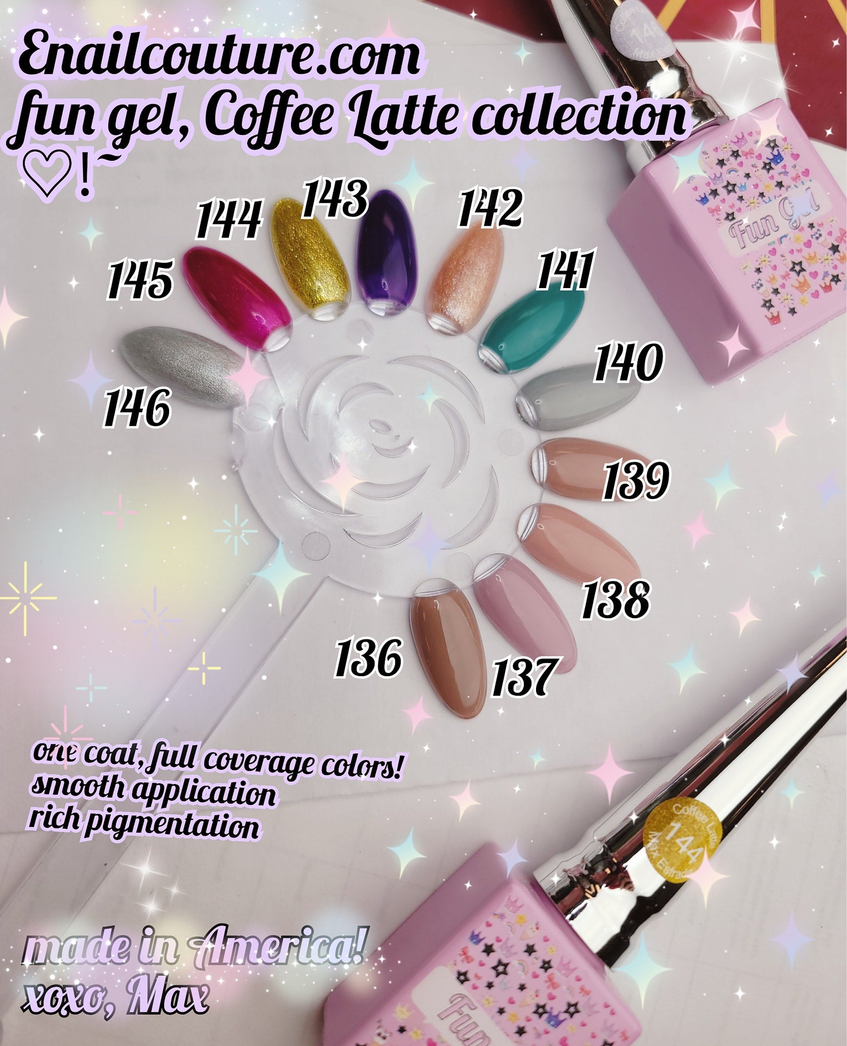 Coffee latte FUN gel collection 2021  !~ (  BEAUTY Classic Gel Nail Polish Set - Colors Gel Polish Kit Popular Nail Art Design Soak Off LED Lamp Nail Polish Gel Manicure)