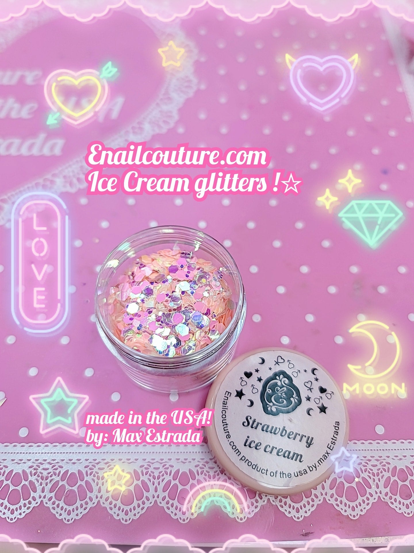 Ice Cream Glitter Series (Holographic Nail Art Glitters Shinning Sugar Effect Nail Powders Laser Candy Color Nail Art Supplies Flakes Dipping Dust Colorful Nail Decor Glitter Sequins Designs Manicure Tips Accessories )
