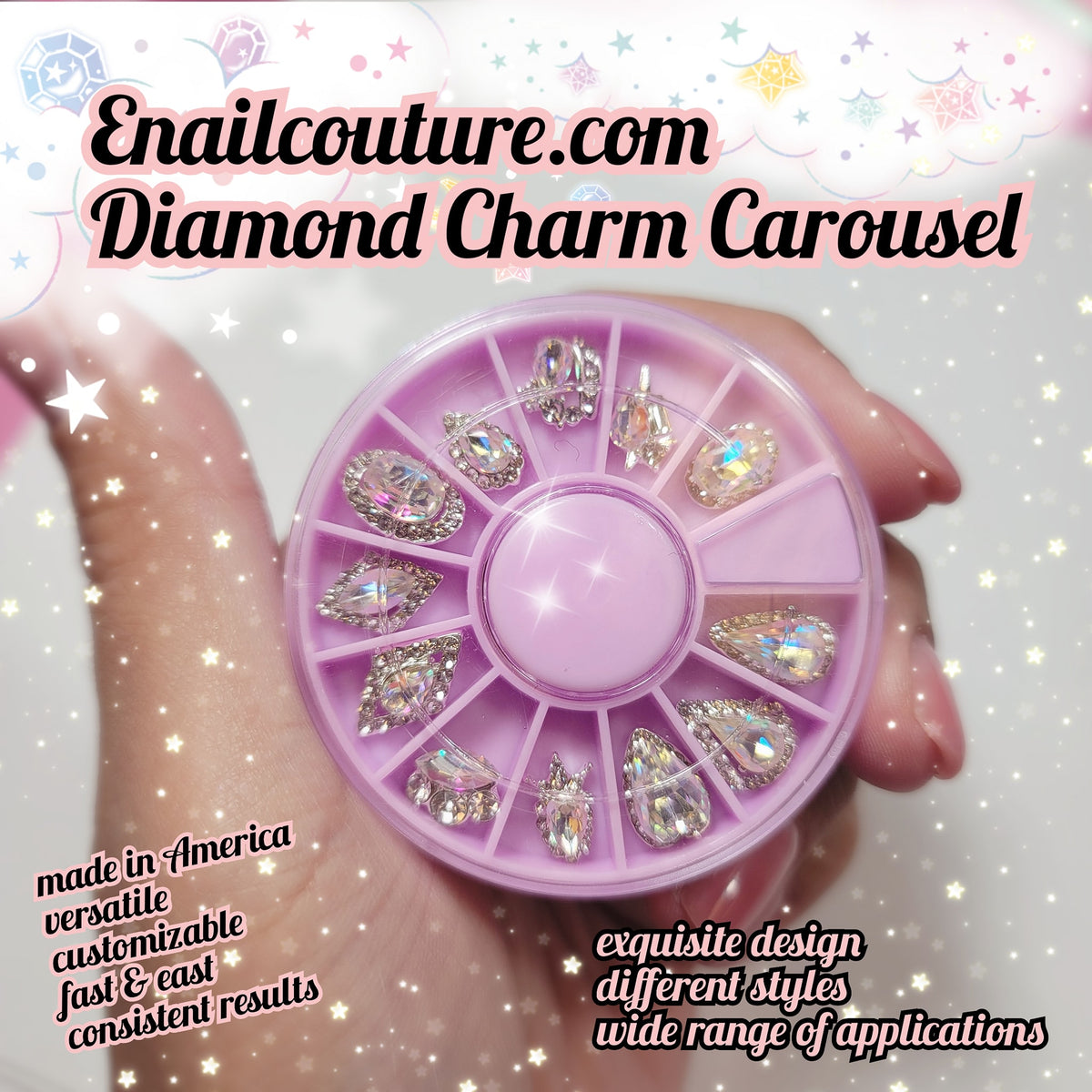 diamond charm carousel !~ (pre made diamond shapes nail (3D Alloy Nail ...