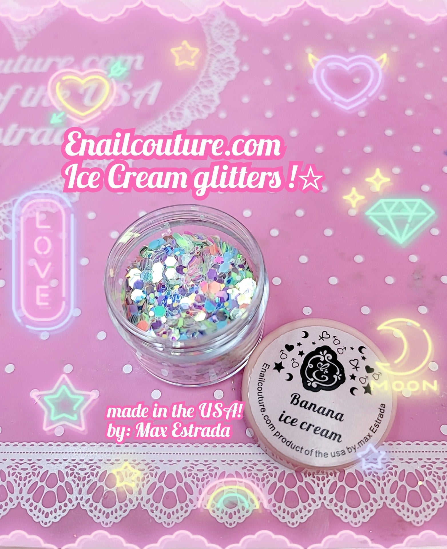 Ice Cream Glitter Series (Holographic Nail Art Glitters Shinning Sugar Effect Nail Powders Laser Candy Color Nail Art Supplies Flakes Dipping Dust Colorful Nail Decor Glitter Sequins Designs Manicure Tips Accessories )