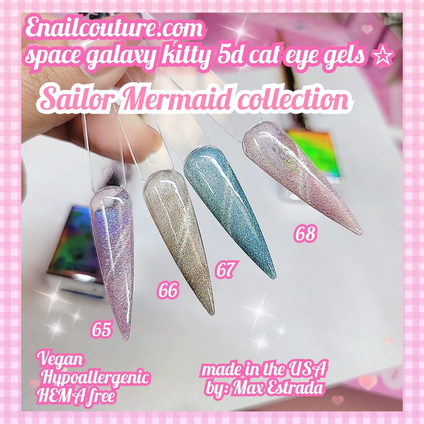 Sailor Mermaid  space galaxy kitty gels!~ (jellybean NEW 5d cat eye color gels)(Magnetic Gel Polish Auroras Snowlight Cat Eye Gel Shining Glitter Soak Off UV Gel Polish )