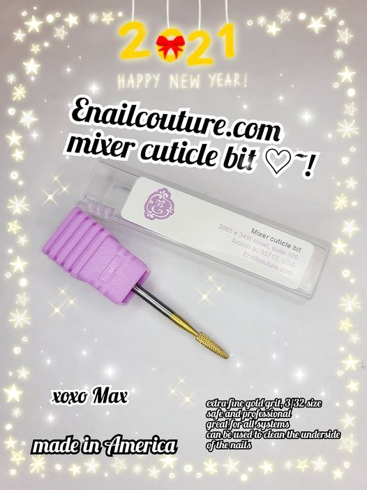 Mixer cuticle Bit( Tapered Cone Cuticle Clean Bit Nail Art Pedicure Manicure Tools Accessories gold extra fine Grit)