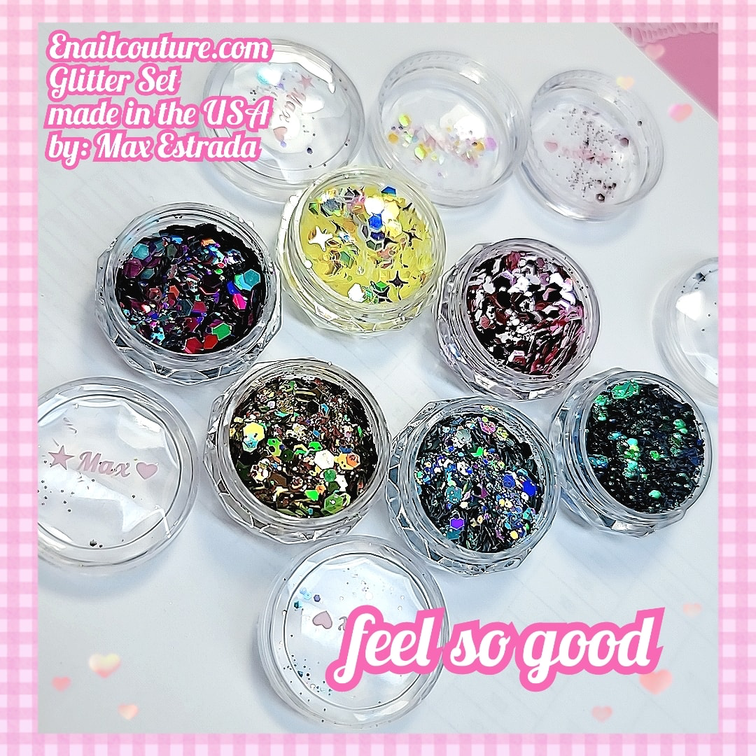 Feel So Good Glitter Set (Set of 6 Holographic Nail Glitter Mermaid Powder Flakes Shiny Charms Hexagon Nail Art Pigment Dust Decoration Manicure)