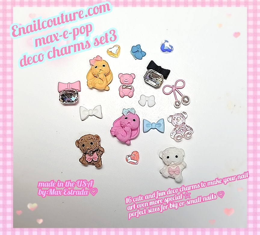 max-e-pop deco 3d charms! (3D Butterfly Bow Nail Charms Acrylic 3D Nail Art Charms, 3D Cute Bear Resin  Nail Art Charms for Nails Accessories Supplies DIY Jewelry Crafting)