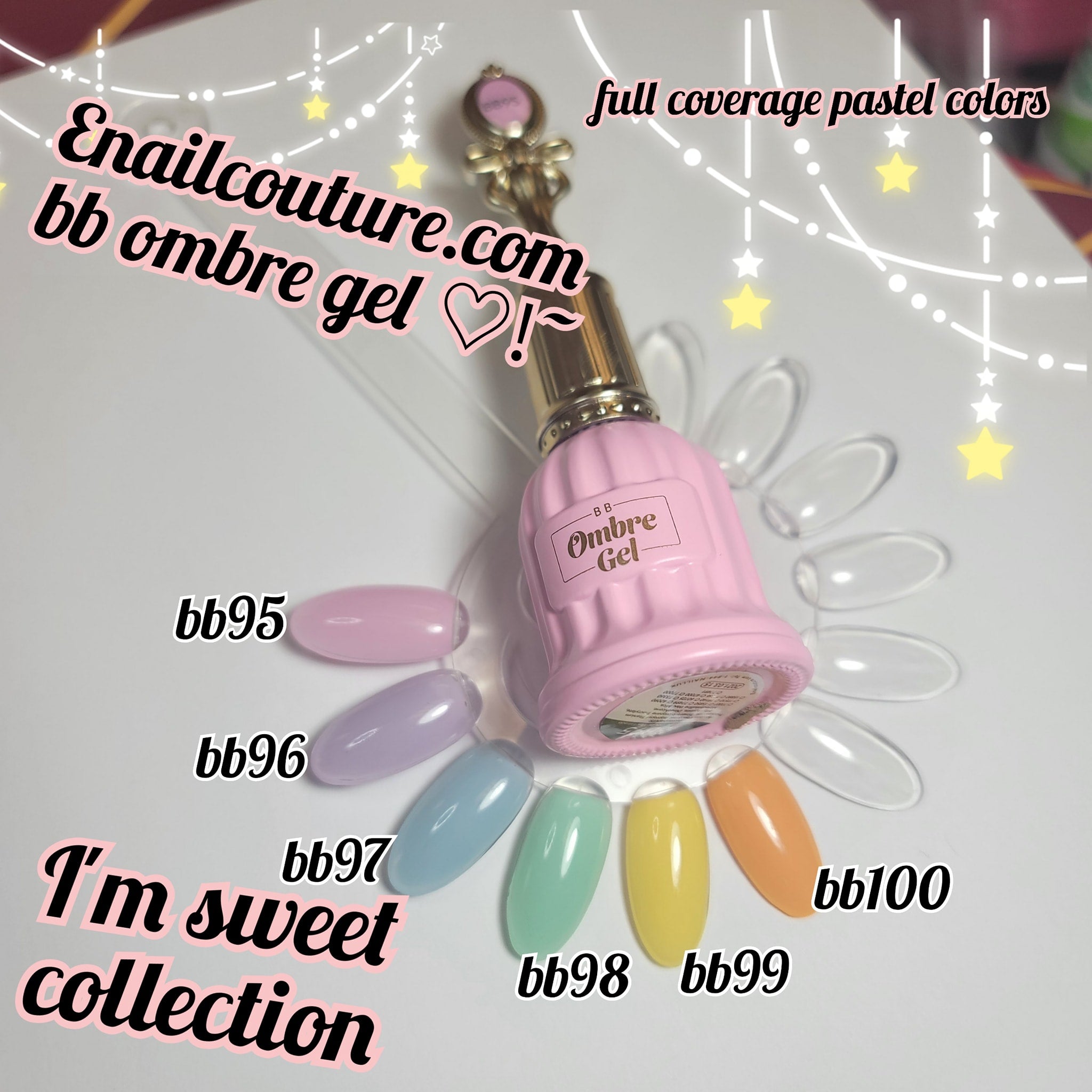 I'm Sweet - full cover pastel Gels!~ bb ombre (Spring Summer Pastel Nude Pink Blue Colors Soak Off Gel Polish)