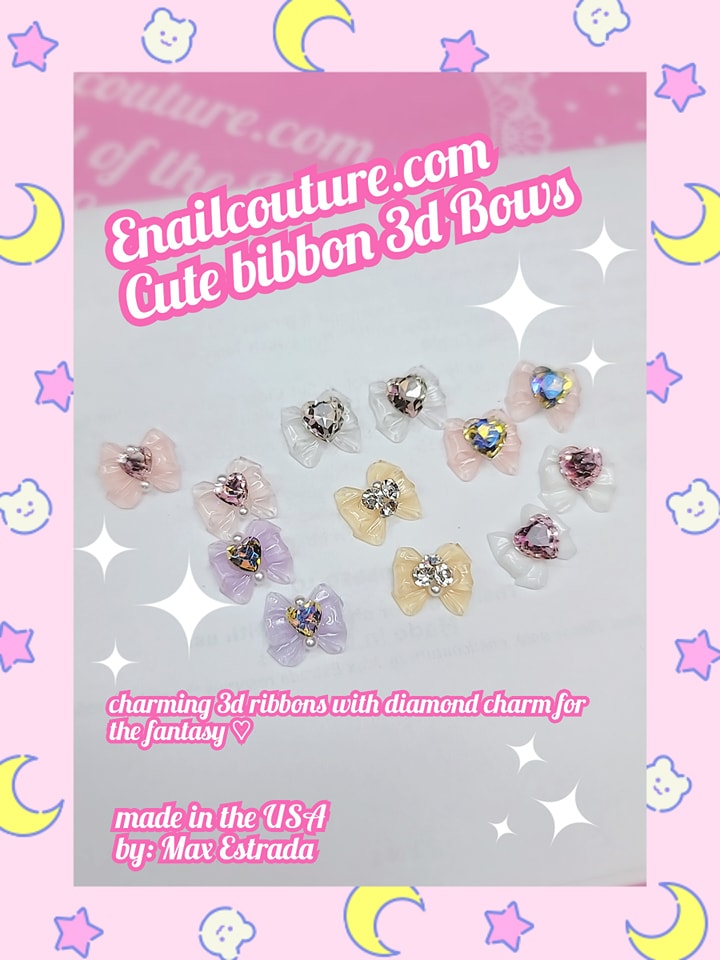 Cute Ribbon 3D Bows (12pcs 3D Luxury Metal Alloy Ribbon Bow Nail Art Rhinestones Charms Shiny Nail Crystal Diamonds Gems Manicure Nail Flowers Jewelry Studs)