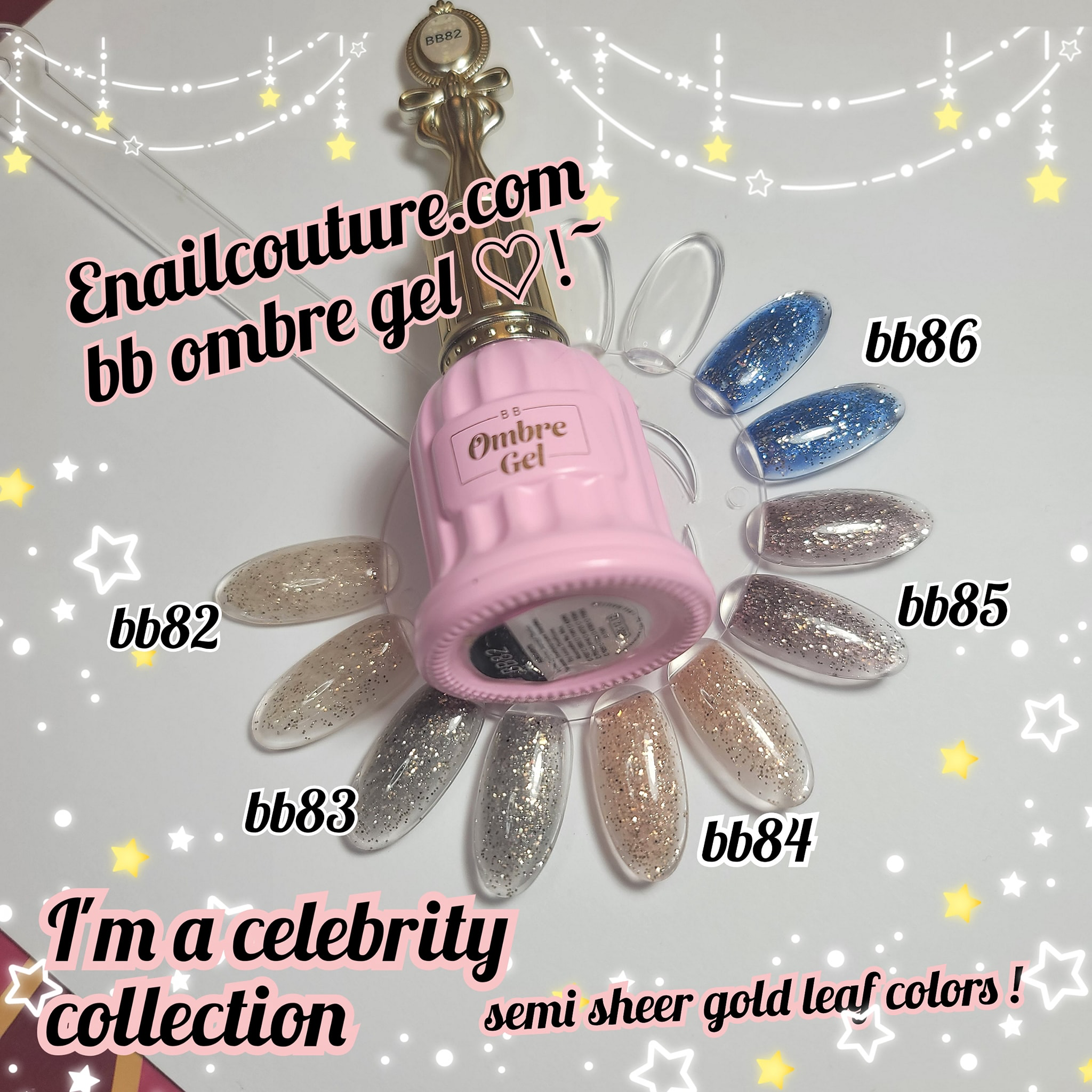 I'm a Celebrity - Sparkling nude glitter Gels!~ bb ombre