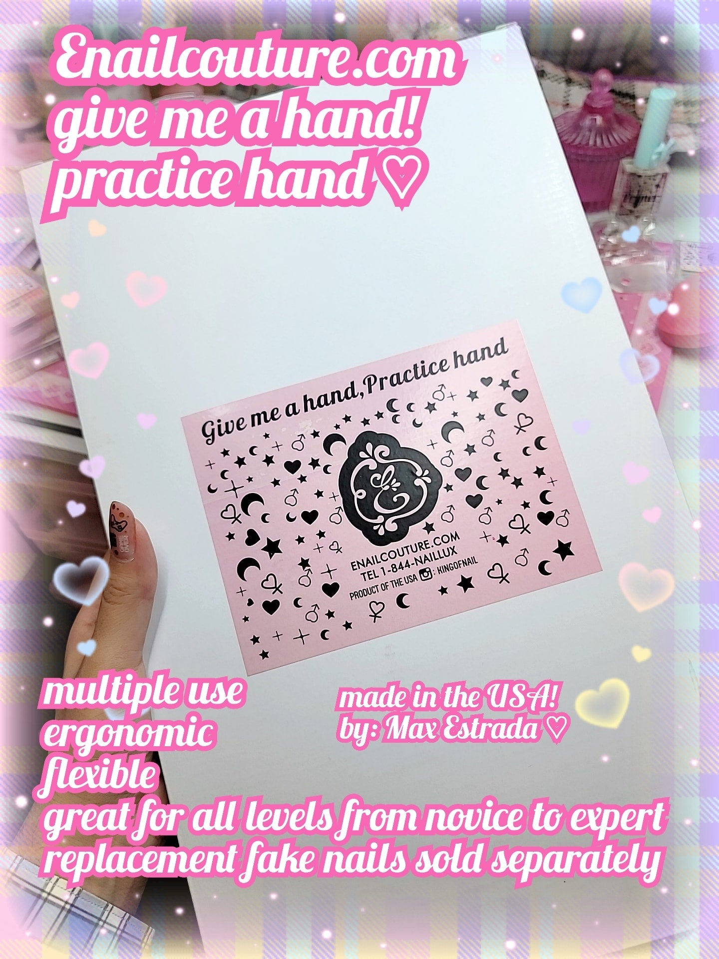 Flexible Practice Hand for Acrylic Nails, Nail Maniquin Hand Training Kit