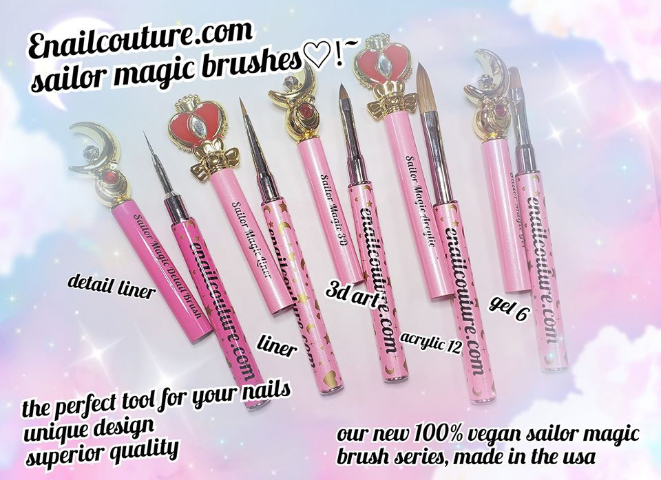 Sailor magic Brush series !~ (Nail Extension Gel Brush Acrylic Nail Brush Set 3D UV Gel Nail Art Brush Pen Set moon )
