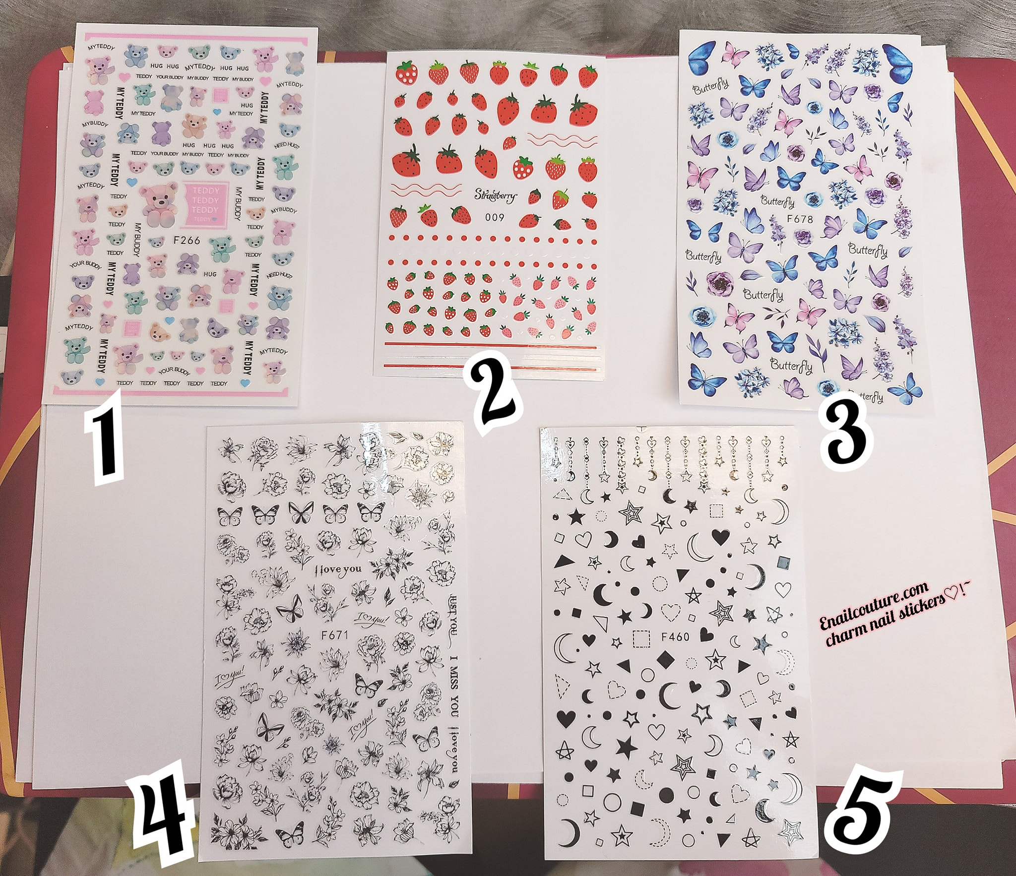 6 Sheets Butterfly LV Nail Stickers