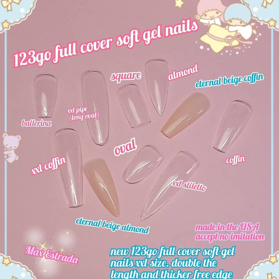 123 Go! Nails (pre made full coverage gel nail tips) (Full Cover False