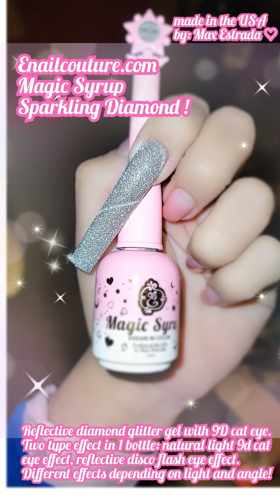 Magic Syrup Sparkling Diamond Gel !(Reflective Glitter Cat Eye Gel Nail Polish Flash Sparkling Diamond Gel Polish Shiny Gel Polish)