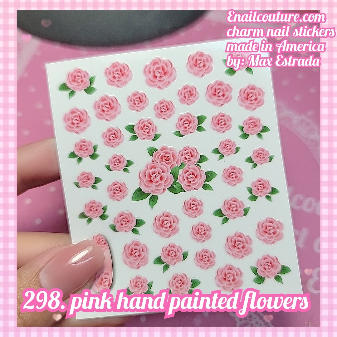 3D Flower Leaf Nail Stickers Glitter Painted Colorful Slider