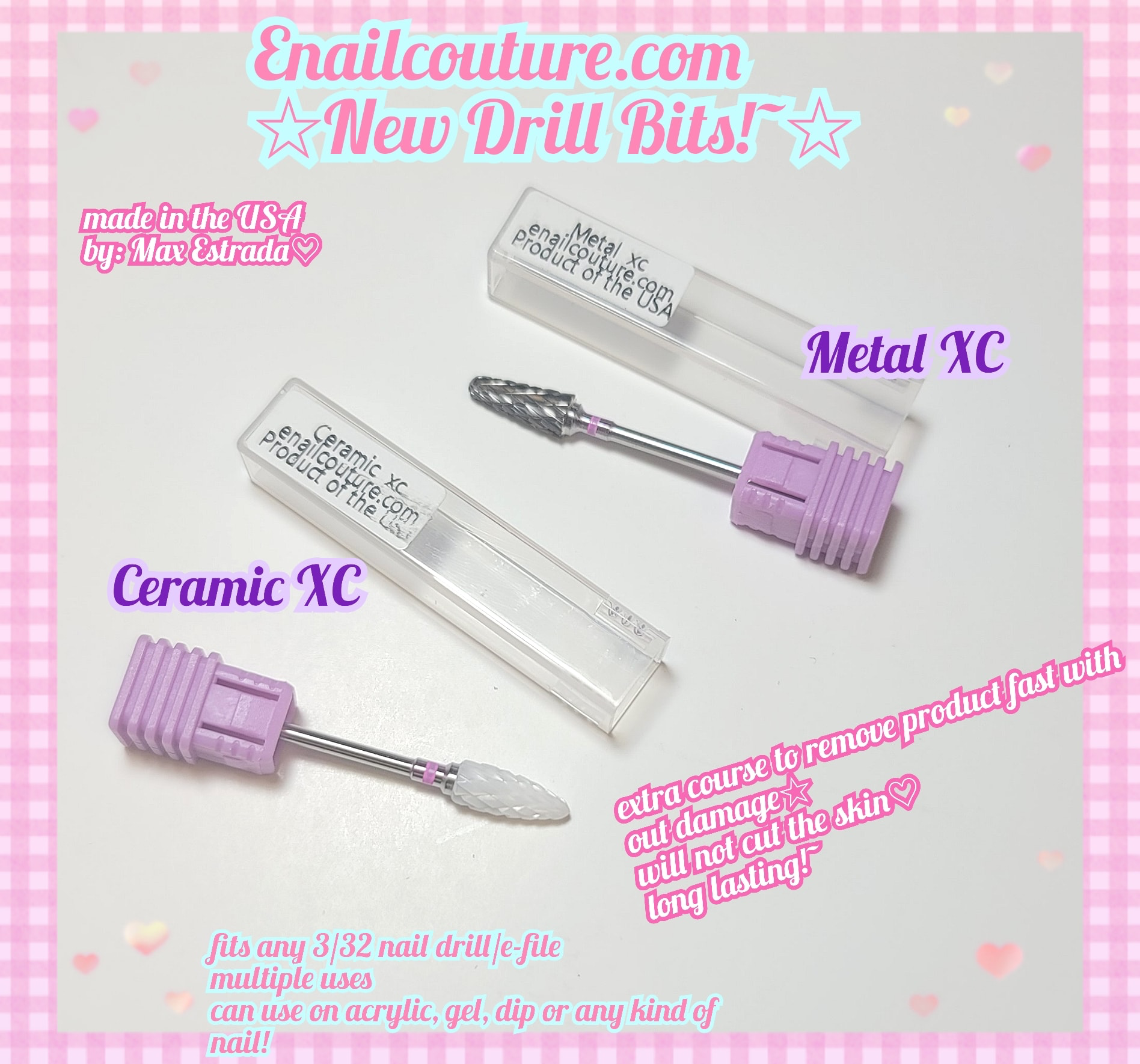 Metal & Ceramic XC bit SET (Professional Ceramic Nail Polish Drills Files Bit Tools 3/32" Shank For Salon Manicure, Extra Coarse Grit)