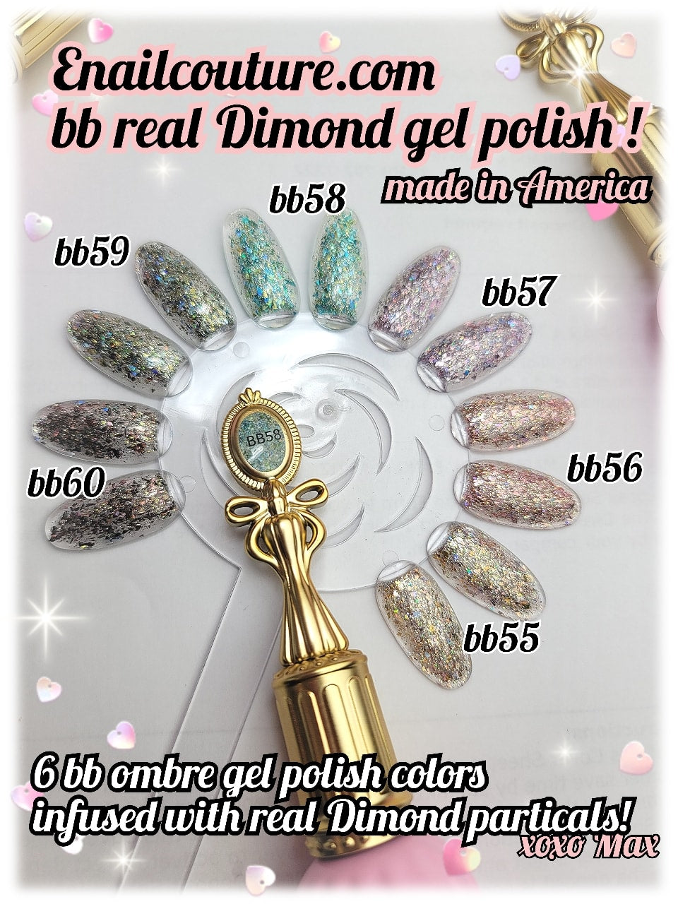 bb real diamond gel, bb ombre gel (real diamond Confetti Gel Nail Polish- 6 Colors  Series Gel Polish Glitter Set, Soak Off Nail Lamp Cured Gel Polish nude Nail Varnish Manicure, Nail Art)