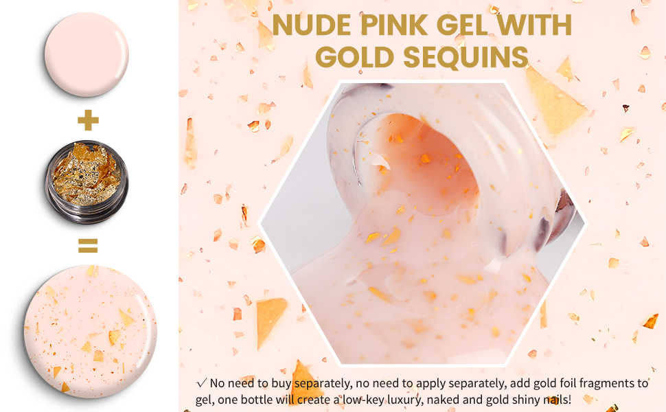 Glitter Juice precious minerals milky glitter (10ml Gold Foil Nude Pink Translucent French Jelly Skin Tone UV Nail Gel Polish Varnish)