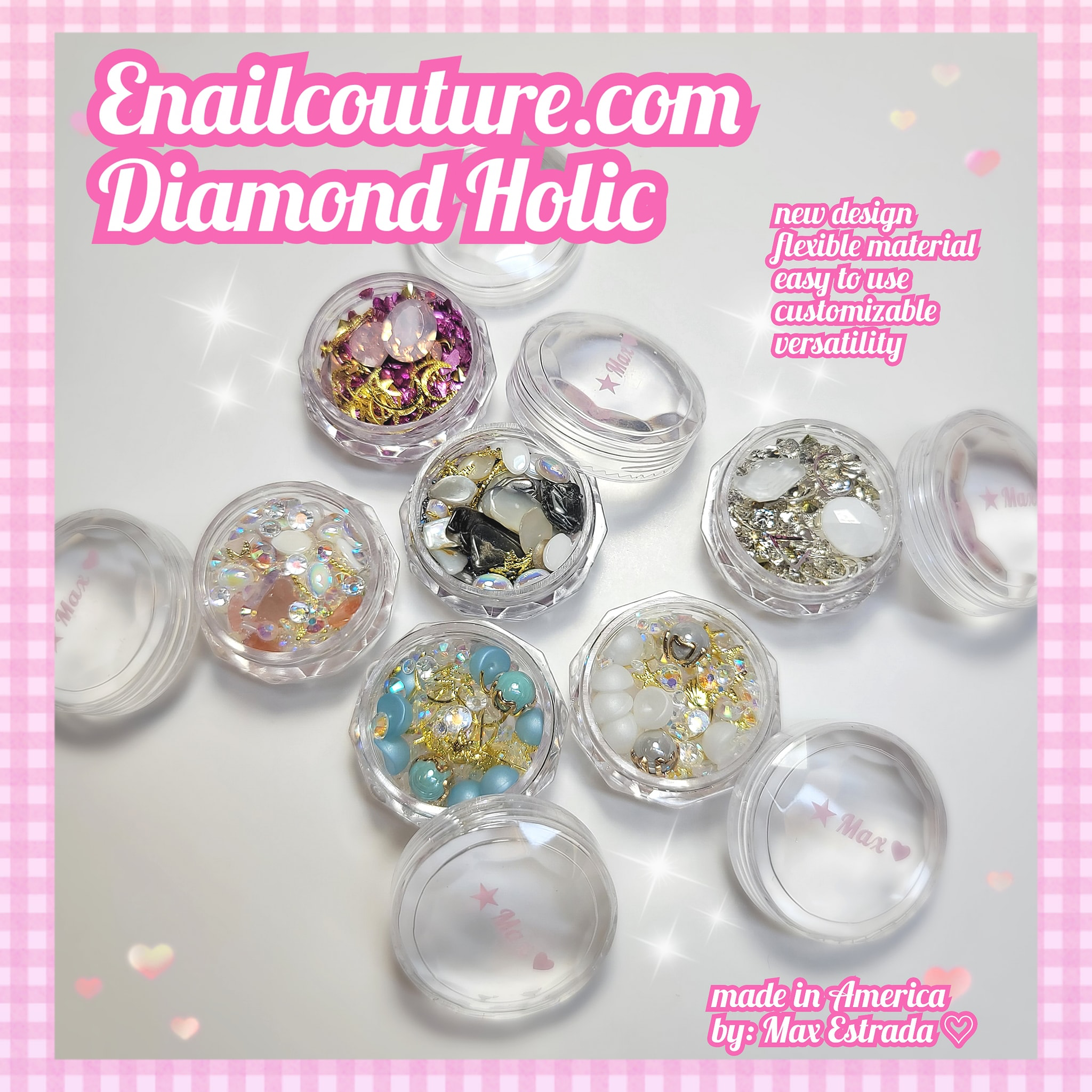 Diamond Holic (3D Metal Studs Charm Decoration Nail Art Studs Diamond Big Gem Pearls Crystals Beads Rhinestone Nail Rivet Set Nail Jewels Mix-shape Design Decoration)