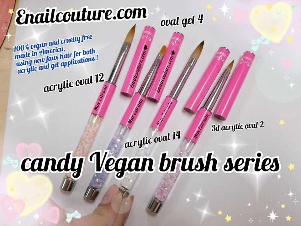 Candy Vegan Acrylic and Gel Brush series !~ (cruelty free nail art, gel and acrylic brushes)