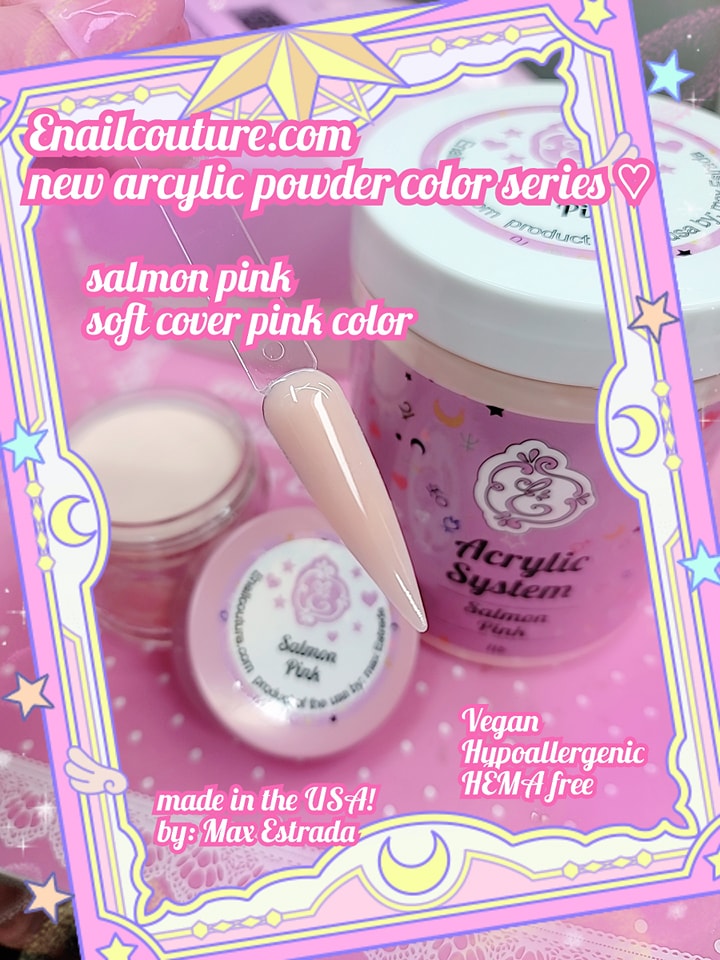 Salmon Pink (Nude Pink Acrylic Powder - Professional Acrylic Nail Powder Polymer Natural Nude Pink Colors Acrylic Nail Powder for Nail Extension Carving DIY Beginners Salon)