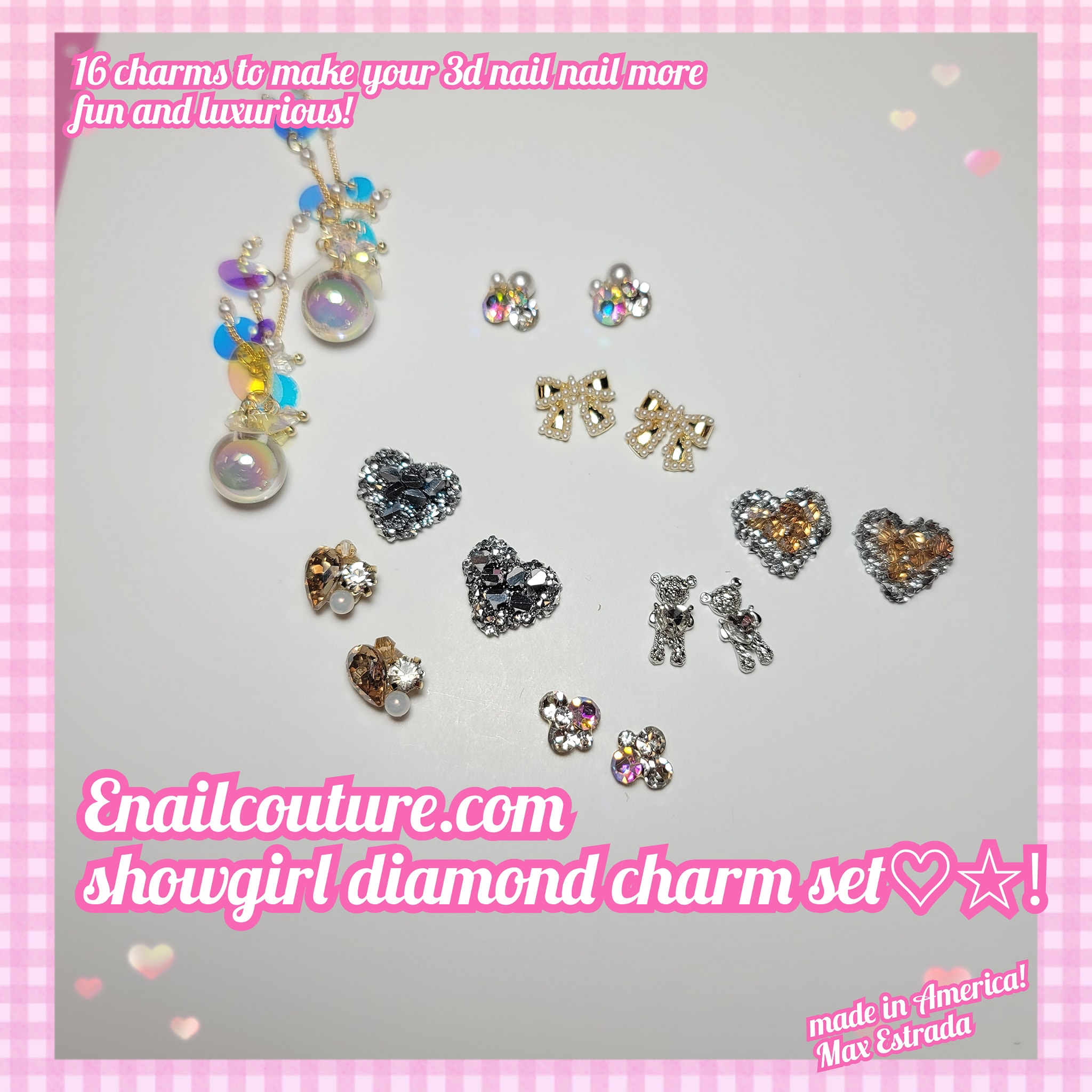 rhinestone set MIX authentic nail art crystals (diamond, charms, gems