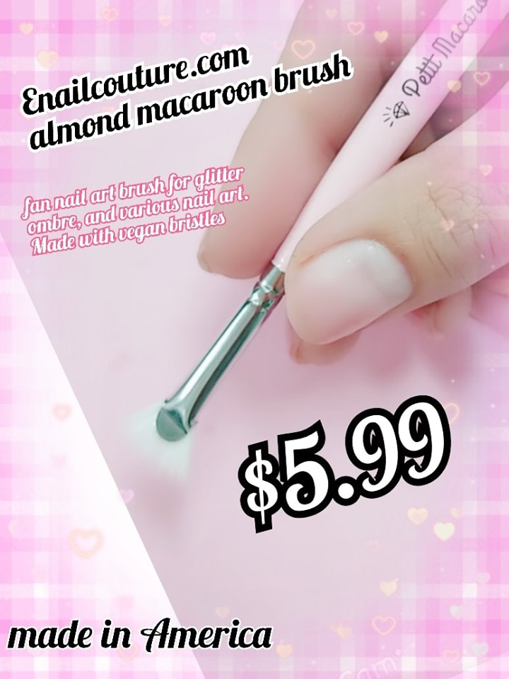 Almond Petit Macaroon - (fan nail art brush)
